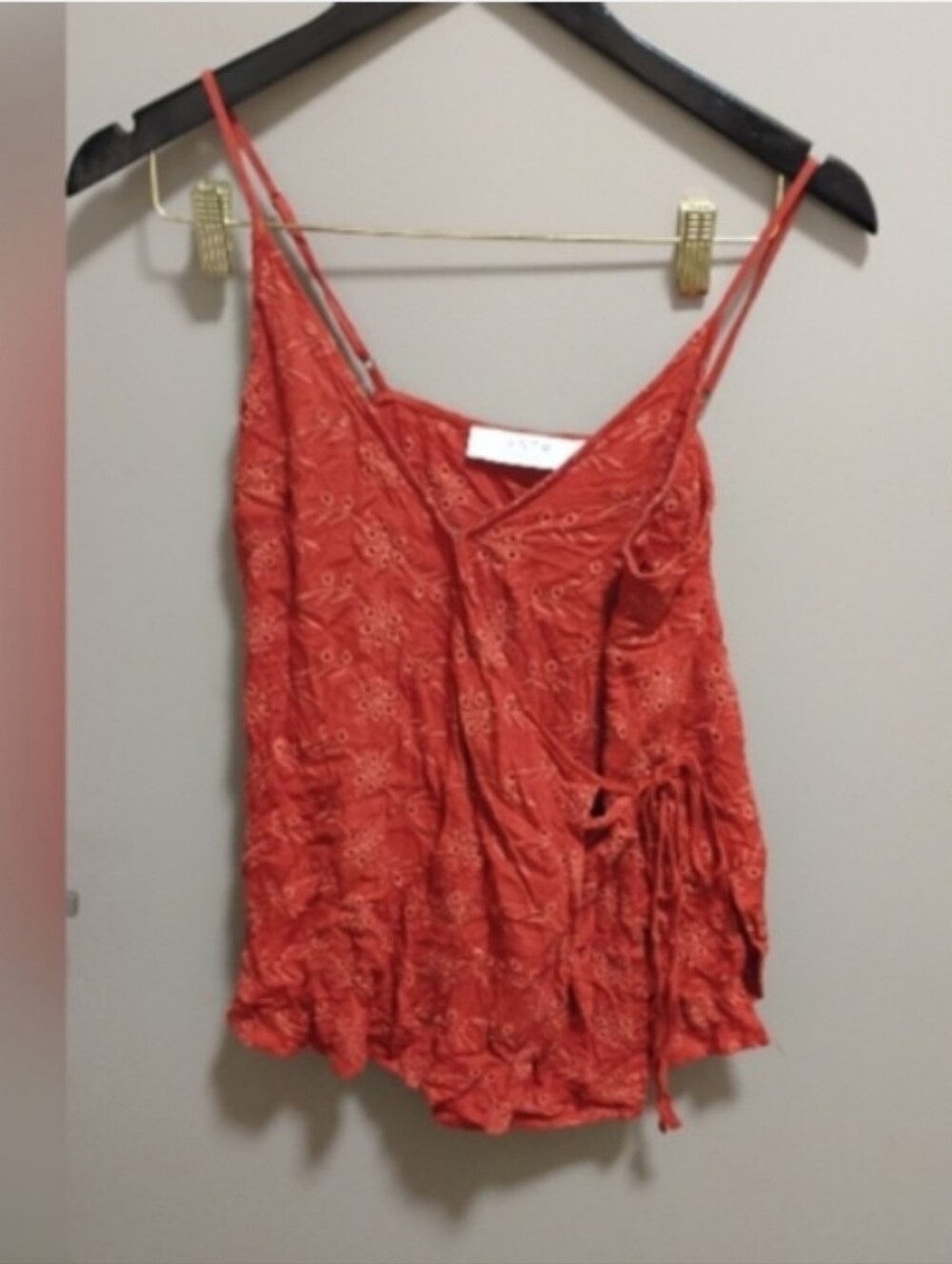 ASTR The Label Orange Eyelet Wrap Camisole Top Sz Small